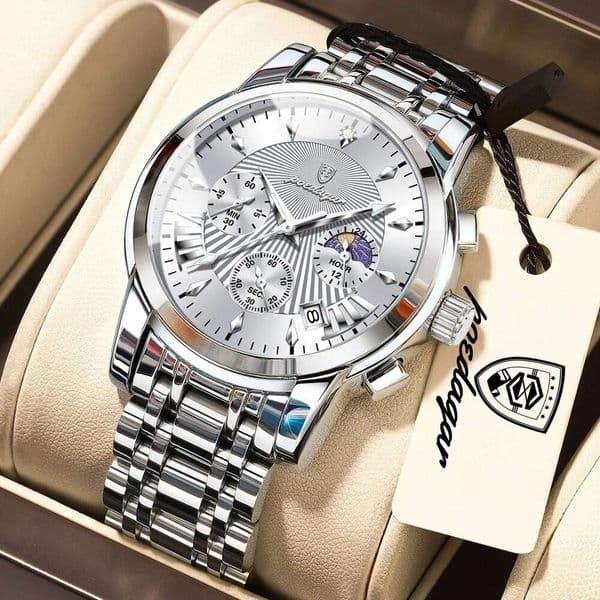 POEDAGAR Business Men Waterproof Luminous Date Chronograph Fashion Man Watch Stainless Steel Men's Quartz Watches Reloj