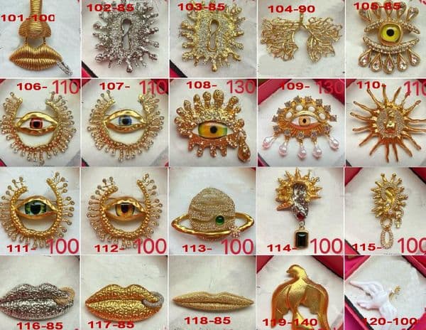 Lock hole inlaid diamonds mouth eyes Schiaparelli Brooches for Women Unisex Glamour Pins Multi-color Available Casual Party Clothes Accessories Gifts