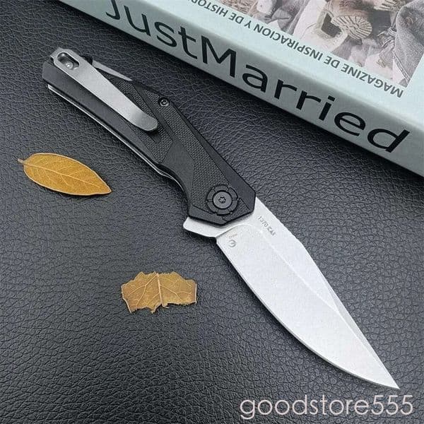 couteau KS 1370 Camshaft Flipper Knife pocket knife Stainless Steel Stonewashed Blade Carbon Fiber Handles Outdoor fixed blade knife Survival Pocket Folding Kni