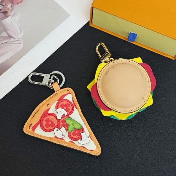 Designer Keychain hamburger Bag Charm Chain Keychain Lanyards Men Women bag Charms Leather Pendant