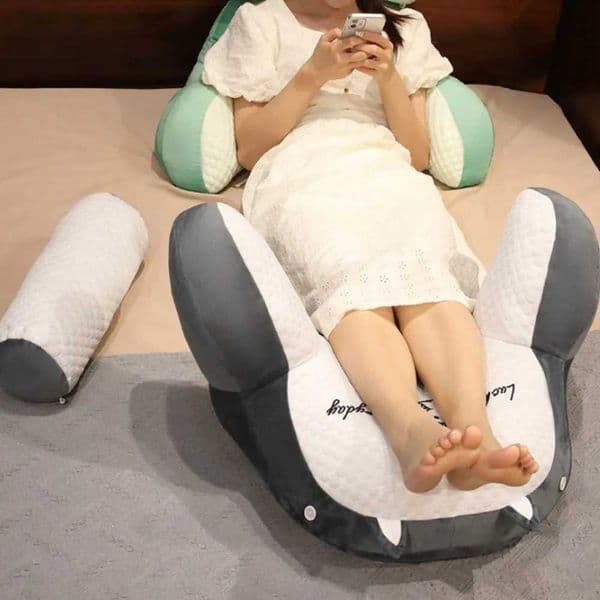 1pc Adjustable Reading Pillow - Ergonomic Back Support Cushion for Bed/Sofa/Floor Gray Quilted Breathable Design D2603171