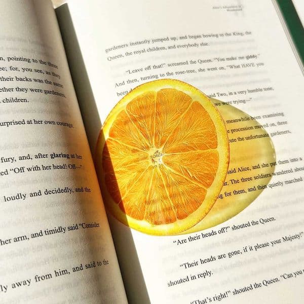 Cute Acrylic Fruit Bookmark Transparent Light Transmitting Watermelon Orange Grape Designs for Reading Gifts - Kawaii Style S26317