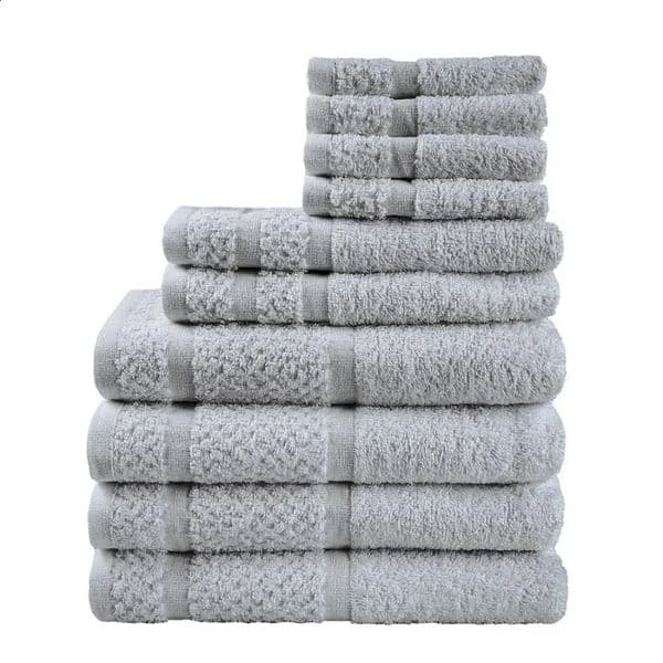 10 Piece Towel Set with Upgraded Softness Durability Grey 260313