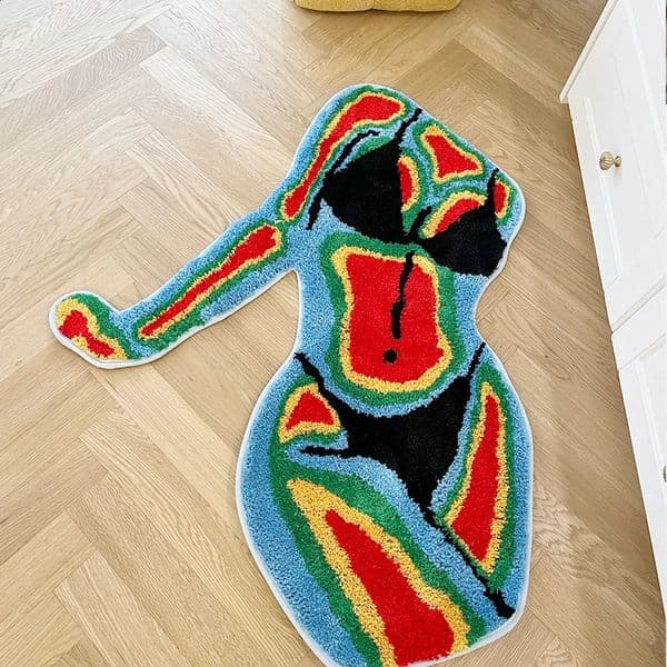 Colorful Female Body Shape Tufted Rug Aesthetic Home Warm Decor Carpet Plush Fluffy Soft Multiple Color Home Decor Living Room 260316