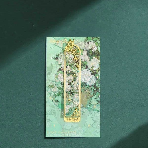 Multifunctional Metal Bookmark Hollow Oil Painting Book Page Marker Sunflower Lotus Rose Pagination Mark Gifts L260529