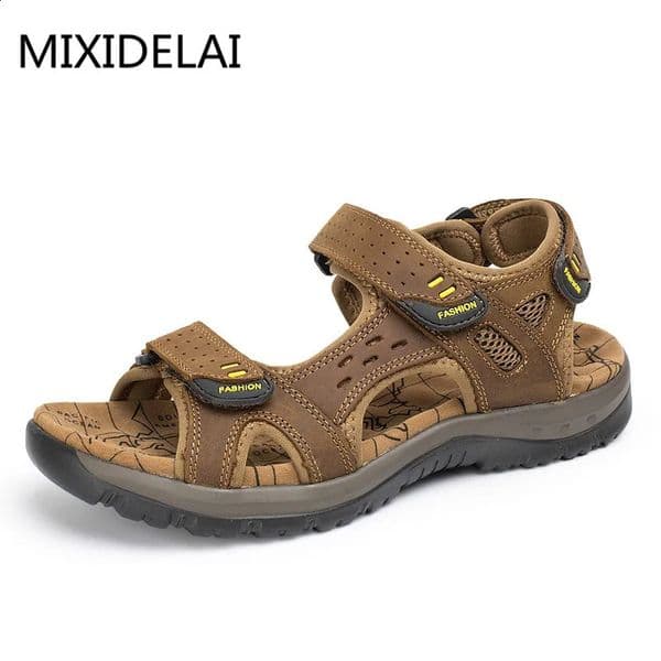 Fashion Summer Leisure Men Shoes Beach Sandals High Quality Genuine Leather Sandals Soft Large Size Mens Sandals Size 38-48 260312