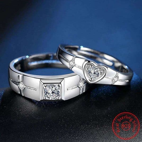 Real 925 Stelring Silver Woman's New Jewelry Heart Square Crystal Zircon Couple Ring For Men XY0390 S260316