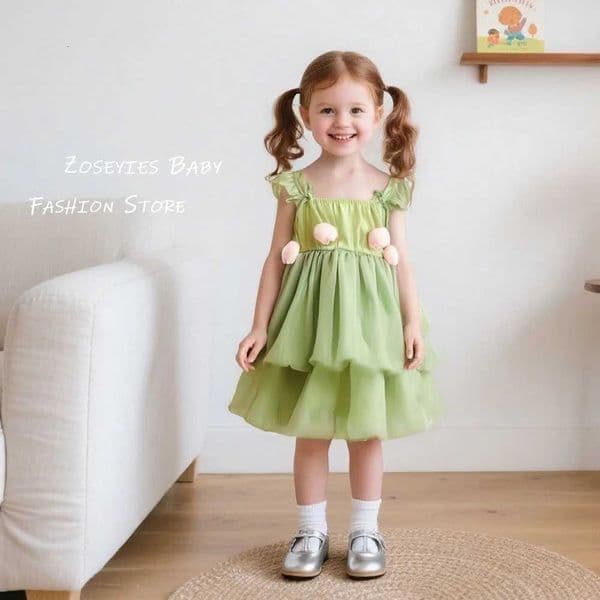 Girls Dresses Summer Mesh Multi-Layer Tulip Baby Girl Dresses Cute Little Fly Sleeve Girls Princess Dresses Baby Girl Clothes X260316