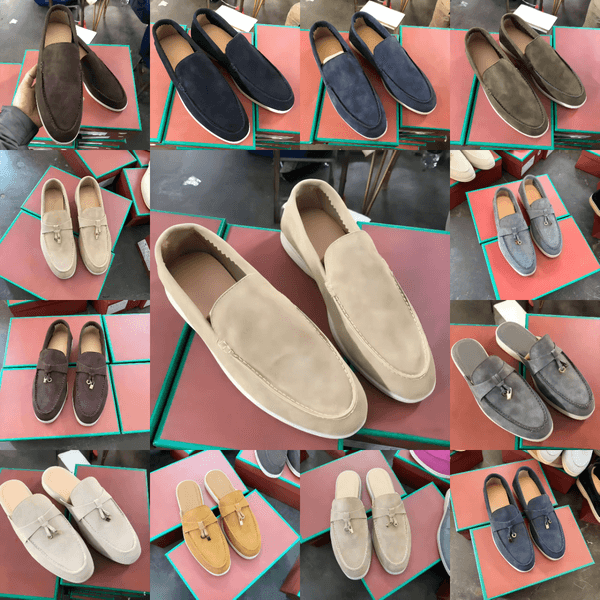 Mens loafers women dress shoes designer loafer men summer flat woman casual shoe luxury moccasin slip on suede low top leisure shoes apricot black 35-46 tops