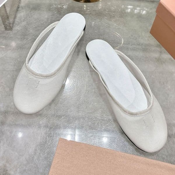 Womens fabric designer slipper ballerina slippers 5R595E Breathable Mesh Slipper brand signature mule Classic Comfort Casual Flats Slippers