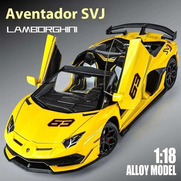 Large 1/18 Aventador SVJ Supercar Model Simulation Interior Details Adult Collection Ornaments Boy Gift Halloween Toys 26W0317