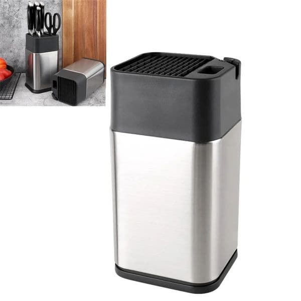 Knife Block Holder Detachable Knife Storage Space Saving with Knife Sharpener Reusable Drain Knife Holder Household Kitchenware 260316