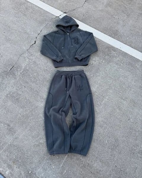 Punk fashion Vintage patchwork pattern embroidery men clothing Y2k set Hip hop Harajuku casual couple oversized tracksuit 260316BJ