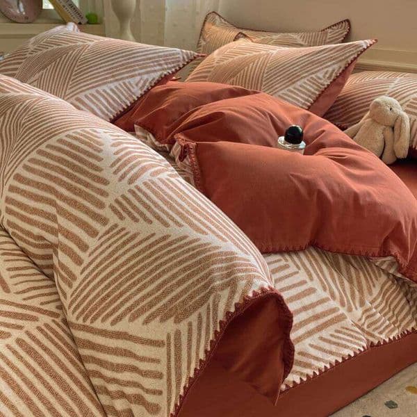 Luxury Heavyweight Bedding 100% Premium Washed Cotton Duvet Cover Set Cozy Home Decor King Size Ultra Soft Breathabe 26H0316
