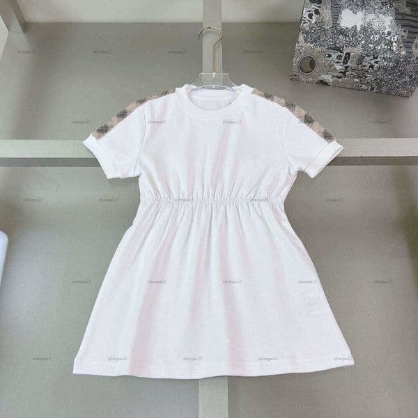 Luxury girls dress Pure cotton design Princess dress kids designer clothes summer round neck baby skirt A008X01N013