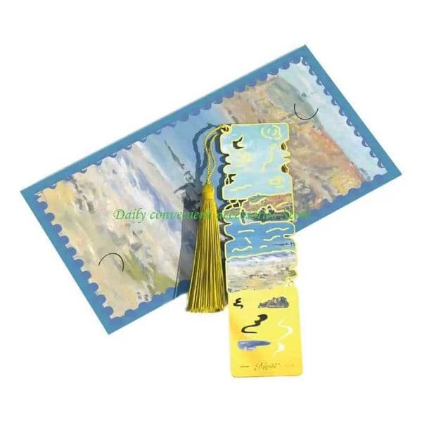 97QB Oil Painting Metal Bookmarks with Tassels Hollow Flower Engraved Bookmarks Reading Aid for Book Lover Birthday Christmas L260529