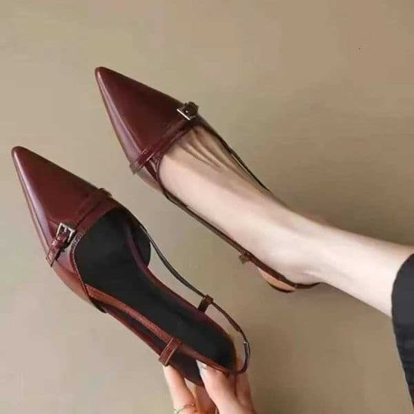 French style pointed patent leather toe cap sandals for women 2025 new fairy style versatile slim heel empty sandals shoes K260317