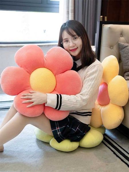Stuffed Six Petal Flower Cushion Girly Room Decor SunflowerSetting for Kids Bedroom Seat Pillow Bay Window Pink Flower C260616