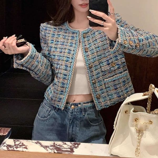 2025 Korean Small Fragrant Wool Jacket Women Autumn Winter Short Tweed All-match Woolen Coat Temperament Outwear Tops