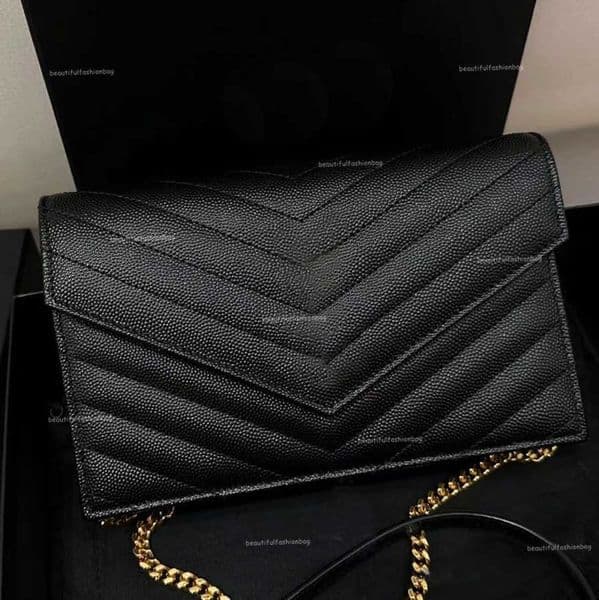 Designer bags Envelope Chain bag Luxury bag Caviar Cross body bag Shoulder Handbags Matelasse Leather Brand Classic Gold Silver Sign Letter Woman black wallet