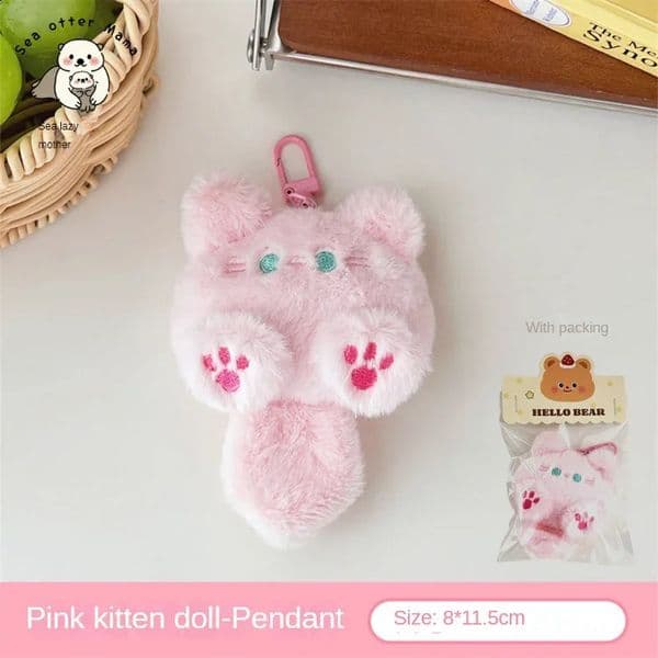 Cute Plush Cat Doll Keychain - Backpack Bag Pendant Charm Couple Decorative Doll Gift for Girls 260313