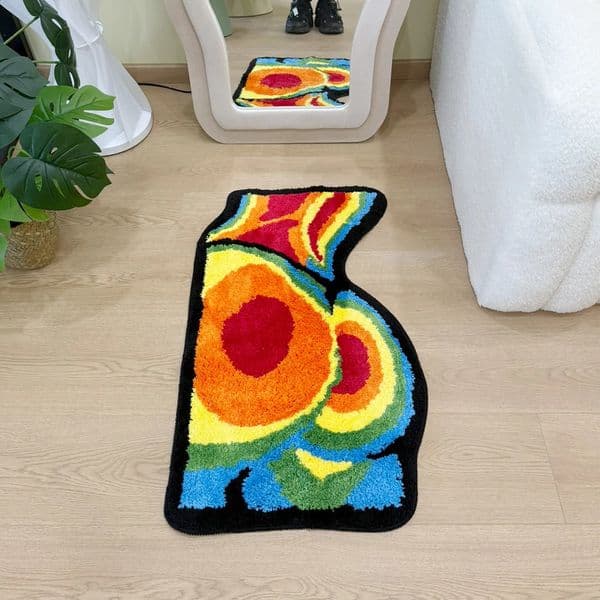 Sexy Butt Thermal Image Shaggy Carpet - Ultra Soft Fluffy Flocked Rug Anti-Skid Floor Mat Novelty Home Decor for Bedroom Living 260316