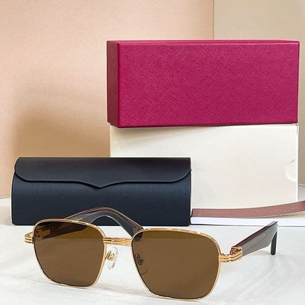 New Fashionable Mens Sunglasses CT0538S Metal Square Frame Anti UV Outdoor Driving Style Goggles Special Box