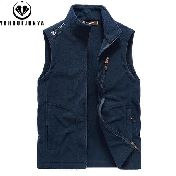 2026 Spring Men Sleeveless Windproof Fleece Warm Vest Men Stand Collar Autumn Outdoor Casual Fashion Zipper Vest Male Coat 260317