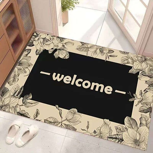 American Style High-end Light Luxury Floral Flannel Floor Home Entrance Kitchen Door Mat Anti Slip Foot Mats 26Y0317