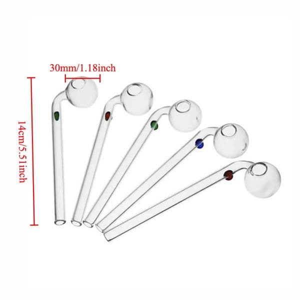 Wholesale Smoking Curved Glass Pipes Oil Burner Pipe 12cm 14cm Clear Quality Handmade Glass Tube for Wax Concentrate Smoking Accessories with colorful balance