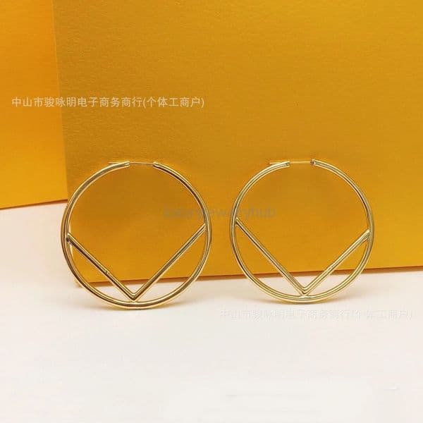 designer earrings FF earring fendes Color Glossy Round Hollow F4cm Earrings for Women Minimalist Style Stud Earrings