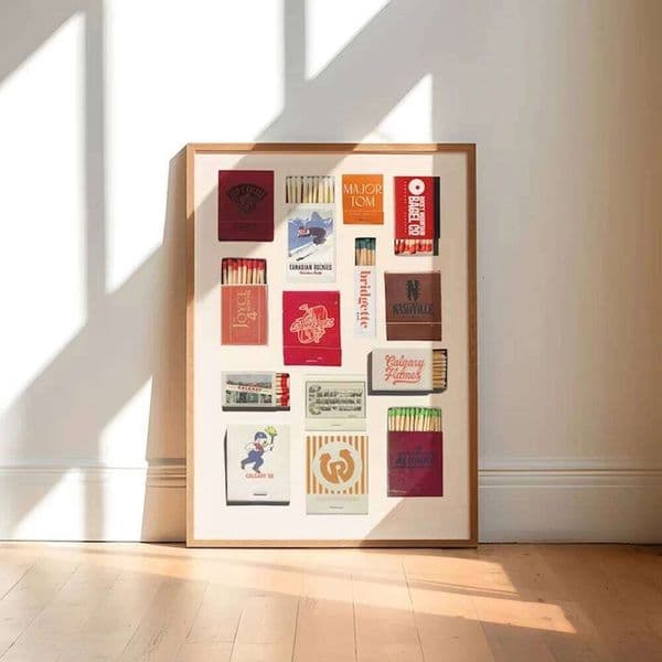 ndy Retro Vintage Matchbook Wall Art Prints Canvas Painting Poster Picture For Living Room Bar Cart Home Decor (No picture frame 26W0317