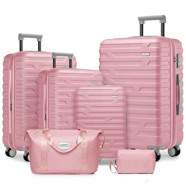 Luggage Sets 6 Piece Duffel Bags, Hardside Expandable Suitcases with Spinner Wheels TSA Lock, Pink