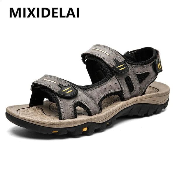 Genuine Leather Men Sandals Summer Large Size Men Sandals Outdoor Mens Casual Shoes Fashion Sandals Slippers Big Size 38-48 260312