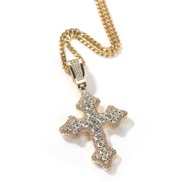 Vintage Cross Necklace Fashion Mens Gold Necklace Hip Hop Iced Out Pendant Necklaces Jewelry