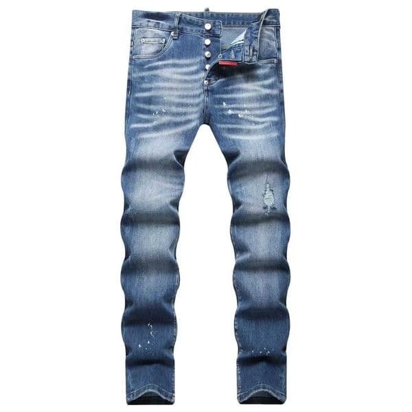 2025 Mens Ripped Jeans Luxury Brand Light Blue Holes Long Trousers Quality Male Fashion Stretch Slim Pants Men Skinny JeansT260316