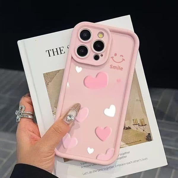 Phone Case Creative Flat Pink Heart Compatible With iPhone 17Pro 11 12 13 14 15 16 Pro Max