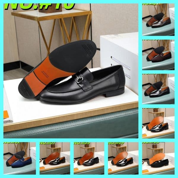 2026 Man Shoes Classic Fashion Italian Style Genuine Leather Designer Men Loafers Slip-On Mens Leather Loafers Good Quality Men Luxury Shoes Size 38-45