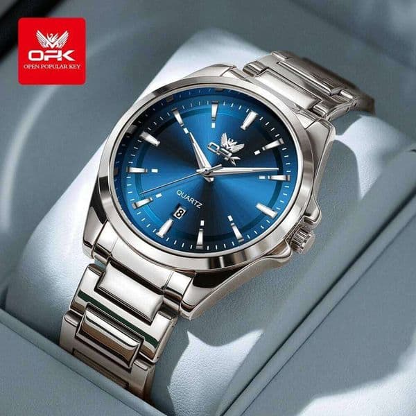 OPK 6068 Elegance Original Quartz Movement Calendar Window Steel Strap Luminous Function Watch For Men Women