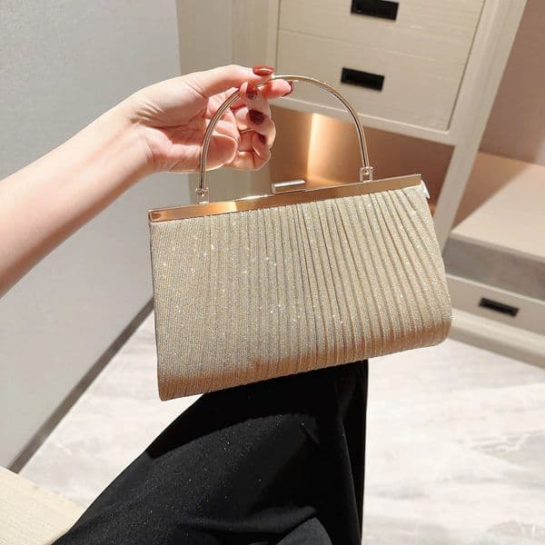 Womens Classic Pleated Evening Bag Handbag Sparkling Party Bag Evening Bag Dress Bag Prom Handbag Chain Bag260316BJ