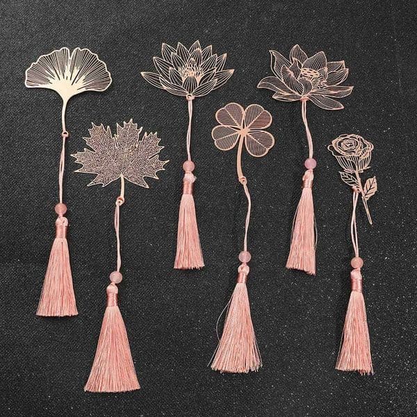 Chinese Style Handmade Book Mark Pink Rose Lotus Flower Bookmarks for Book Lover Gifts for Friend Collection Gift S26317