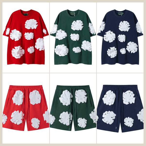 Men Women T Shirts Shorts Designer Foaming Prints Cotton Streetwear High-End Couple Clothing