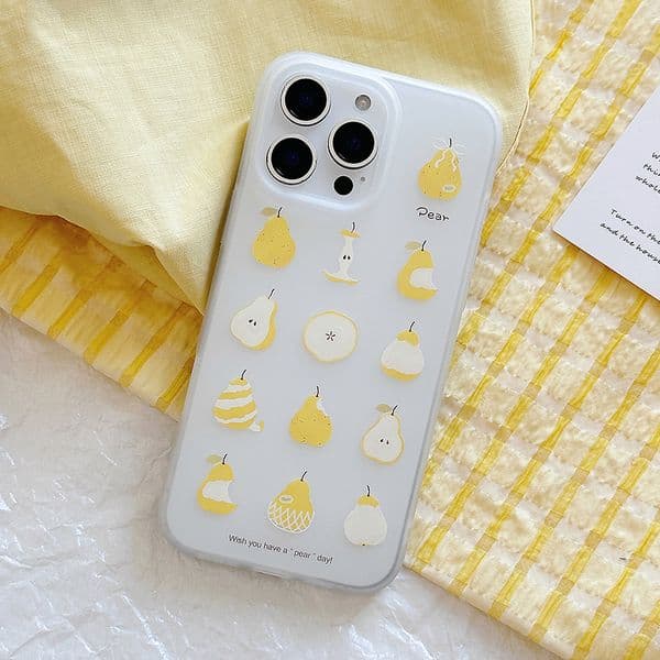 Painted Pear Phone Case For Iphone 17 16 15 14 13 Pro 12 11 Max Plus 16Pro Fun Graffiti 17Promax Phone Case 16Promax Simple 15Pro 15Promax Cover Hard 13Pro 12Promax Shell