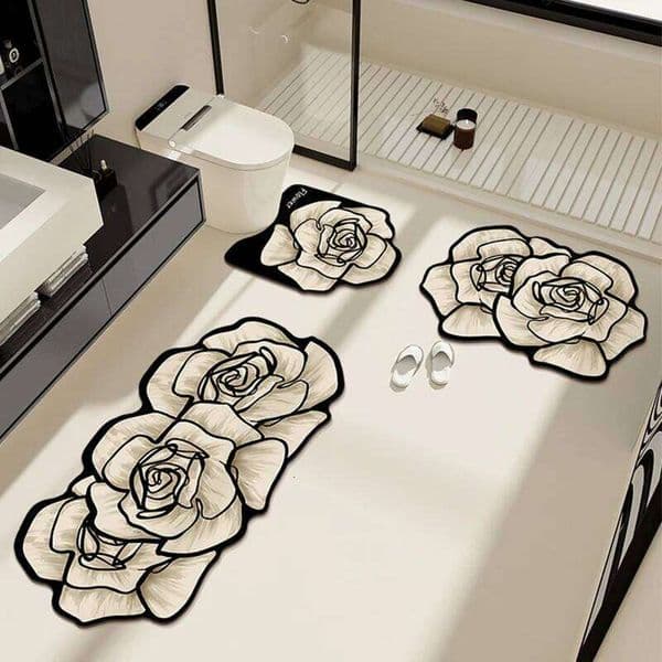 VIKAMA 1/3PCS French Premium Shaped Carpet Light Luxury Bathroom Toilet Absorbent Non-slip Cushion Home Decoration 26Y0317