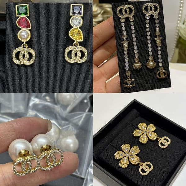 Fashion Brass Designer Tassels Gold Plated Copper Earrings Women Letter Crystal Pearl Wedding Jewelry Gifts Never Fading