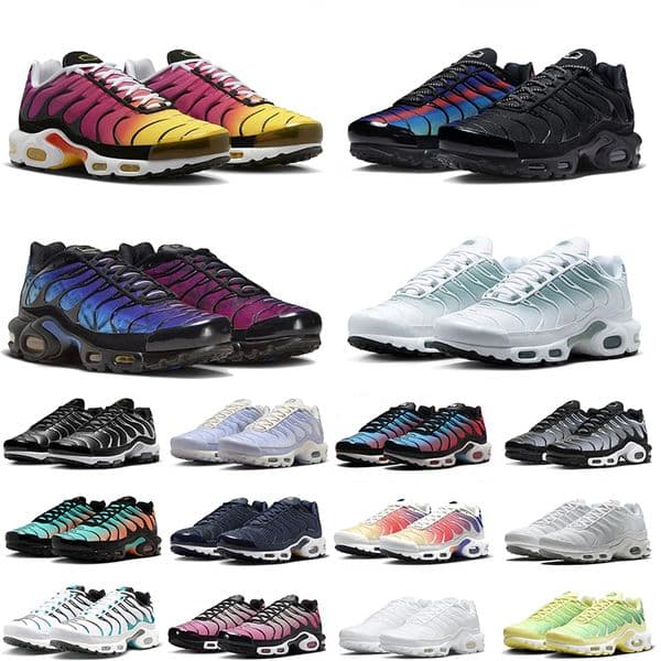 Free Shipping tn shoe running shoes sneakers mens trainers tns Triple Black White Hyper Blue women men outdoor sports sneaker size 36-46