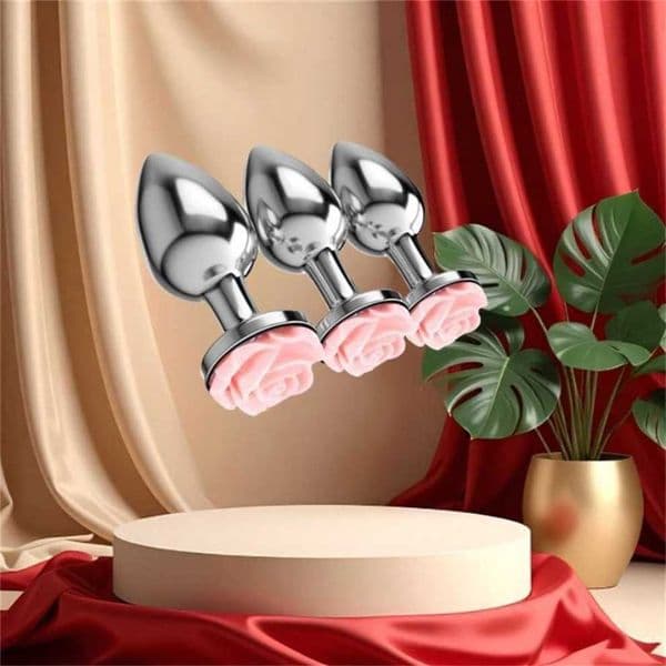 New rose-shaped metal plug for male and female anal self-pleasure toys - an unconventional adult toy product Hj89