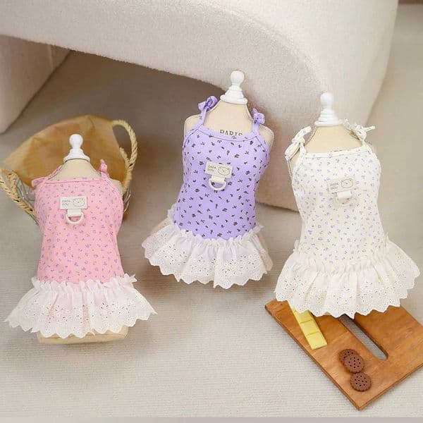 Pet Dog Floral Dress Summer Sling Small Dog Princess Skirt Party Costume Pet ApparelT260314