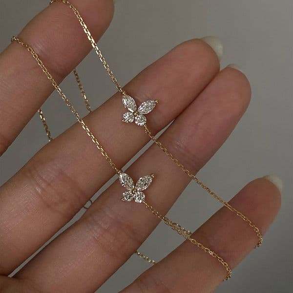 S925 sterling silver super shiny butterfly zircon necklace for women, fresh elegant, fashionable versatile, unique and exquisite jewelry