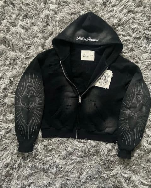 Harajuku Gothic Zipper Hoodie Y2k Letter Embroidered Spliced Sweater High Street Punk Clothing Loose Vintage Y2k Top Sweatshirt 260316